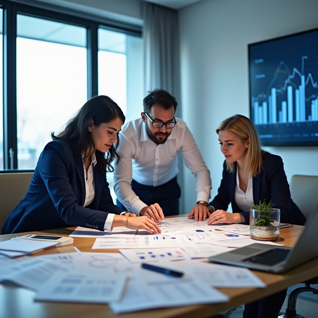 Geschäftsführer und Teamleiter bei Workshop zur Unternehmenskennzahlen-Analyse
